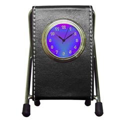 Violet Fractal Background Pen Holder Desk Clocks by Simbadda