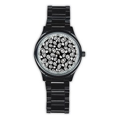 Floral Pattern Stainless Steel Round Watch by Valentinaart