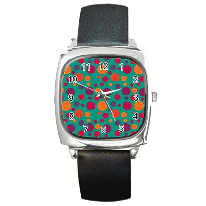 Polka dots Square Metal Watch