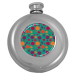 Polka dots Round Hip Flask (5 oz) Front