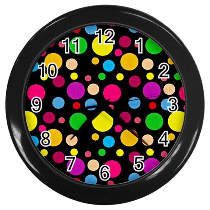 Polka dots Wall Clocks (Black)