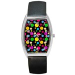 Polka dots Barrel Style Metal Watch Front