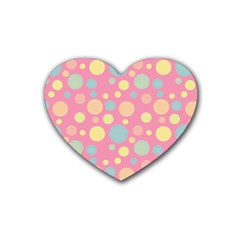 Polka Dots Rubber Coaster (heart)  by Valentinaart