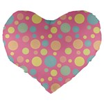 Polka dots Large 19  Premium Flano Heart Shape Cushions Back