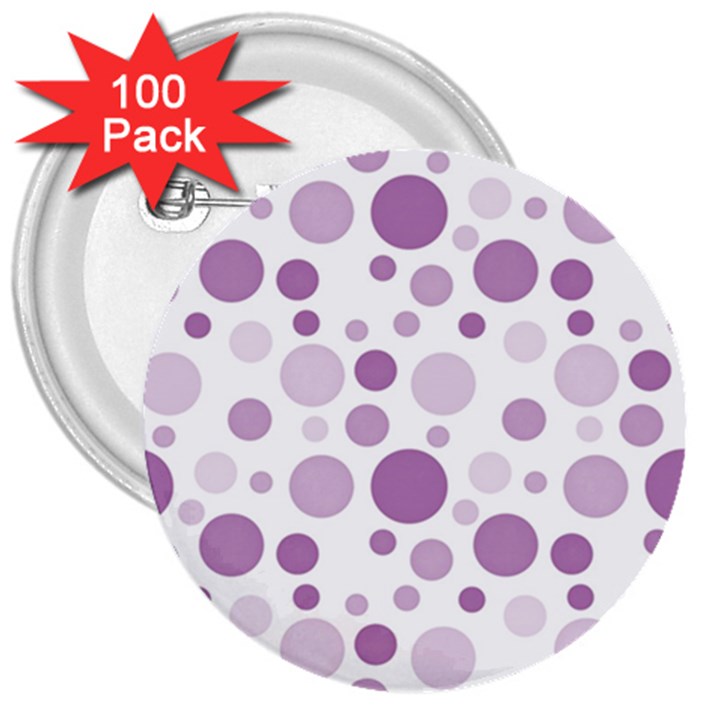 Polka dots 3  Buttons (100 pack) 