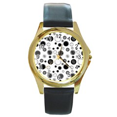 Polka dots Round Gold Metal Watch