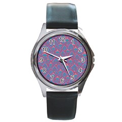 Pattern Round Metal Watch