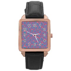 Pattern Rose Gold Leather Watch 