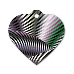 Fractal Zebra Pattern Dog Tag Heart (two Sides) by Simbadda