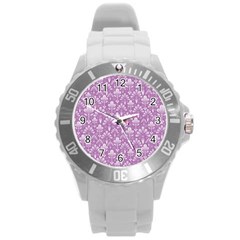 Pattern Round Plastic Sport Watch (l) by Valentinaart