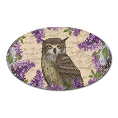 Vintage Owl And Lilac Oval Magnet