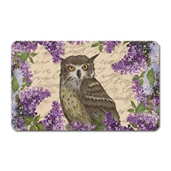 Vintage Owl And Lilac Magnet (rectangular) by Valentinaart