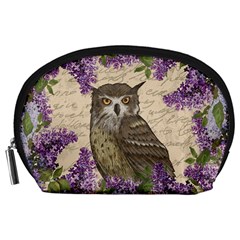 Vintage Owl And Lilac Accessory Pouches (large)  by Valentinaart