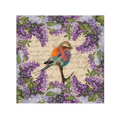 Vintage Bird And Lilac Small Satin Scarf (square) by Valentinaart