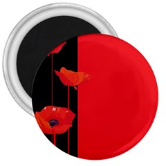 Flower Floral Red Back Sakura 3  Magnets