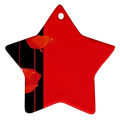 Flower Floral Red Back Sakura Ornament (Star)