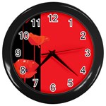 Flower Floral Red Back Sakura Wall Clocks (Black) Front