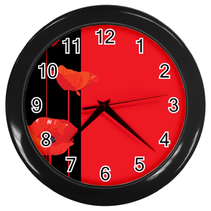 Flower Floral Red Back Sakura Wall Clocks (Black)