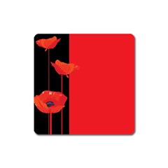 Flower Floral Red Back Sakura Square Magnet by Mariart