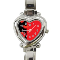 Flower Floral Red Back Sakura Heart Italian Charm Watch