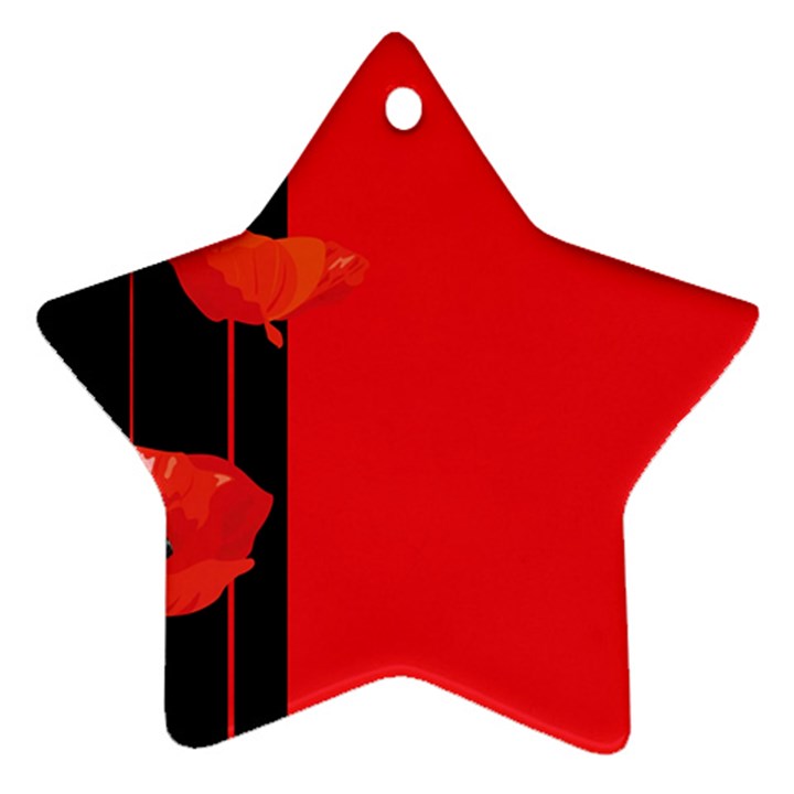 Flower Floral Red Back Sakura Star Ornament (Two Sides)