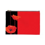 Flower Floral Red Back Sakura Cosmetic Bag (Large)  Front