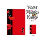 Flower Floral Red Back Sakura Playing Cards 54 (Mini)  Front - Spade4