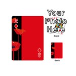 Flower Floral Red Back Sakura Playing Cards 54 (Mini)  Front - Diamond2