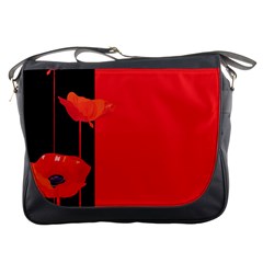 Flower Floral Red Back Sakura Messenger Bags by Mariart