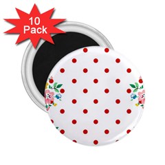 Flower Floral Polka Dot Orange 2.25  Magnets (10 pack) 