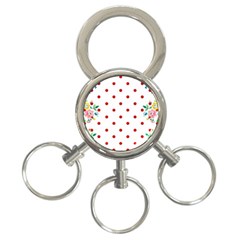 Flower Floral Polka Dot Orange 3-Ring Key Chains