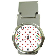 Flower Floral Polka Dot Orange Money Clip Watches