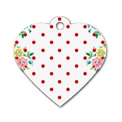 Flower Floral Polka Dot Orange Dog Tag Heart (Two Sides)