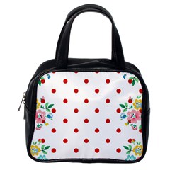 Flower Floral Polka Dot Orange Classic Handbags (One Side)