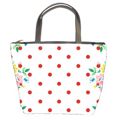 Flower Floral Polka Dot Orange Bucket Bags