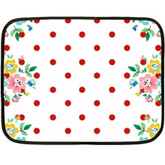 Flower Floral Polka Dot Orange Double Sided Fleece Blanket (Mini) 