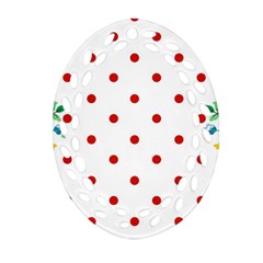 Flower Floral Polka Dot Orange Ornament (Oval Filigree)