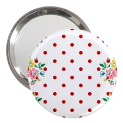 Flower Floral Polka Dot Orange 3  Handbag Mirrors by Mariart