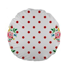 Flower Floral Polka Dot Orange Standard 15  Premium Round Cushions