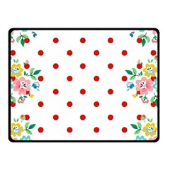 Flower Floral Polka Dot Orange Double Sided Fleece Blanket (Small) 