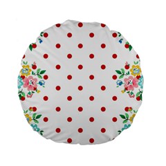 Flower Floral Polka Dot Orange Standard 15  Premium Flano Round Cushions