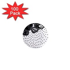 Batik Rain Black Flower Spot 1  Mini Magnets (100 Pack)  by Mariart