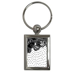 Batik Rain Black Flower Spot Key Chains (rectangle)  by Mariart