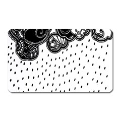 Batik Rain Black Flower Spot Magnet (rectangular)