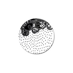 Batik Rain Black Flower Spot Golf Ball Marker (4 Pack)