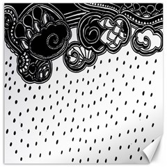 Batik Rain Black Flower Spot Canvas 12  X 12   by Mariart