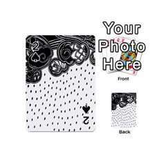 Batik Rain Black Flower Spot Playing Cards 54 (mini)  by Mariart