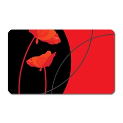 Flower Floral Red Black Sakura Line Magnet (rectangular) by Mariart