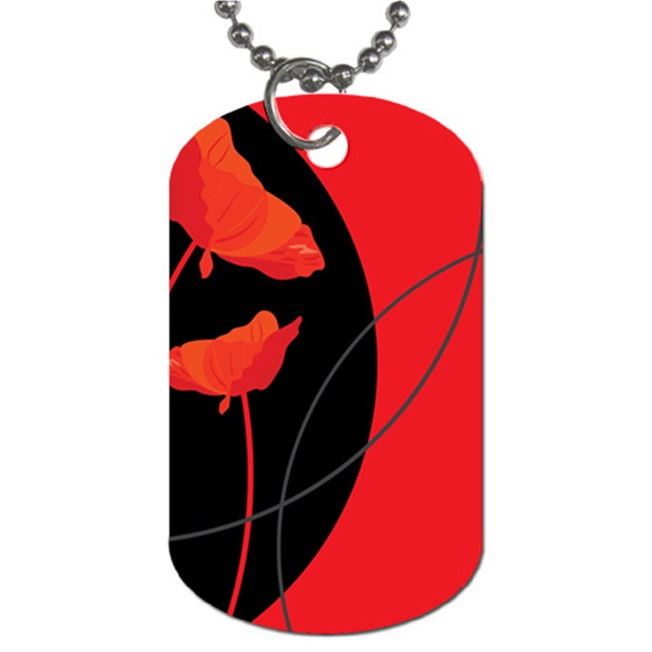 Flower Floral Red Black Sakura Line Dog Tag (One Side)