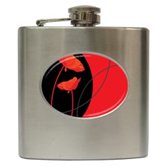 Flower Floral Red Black Sakura Line Hip Flask (6 Oz) by Mariart